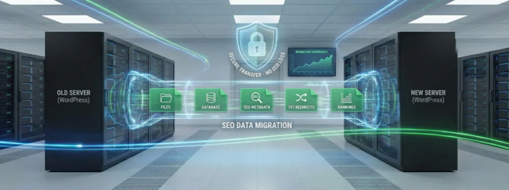 Secure WordPress website migration with SEO data, redirects and zero data loss