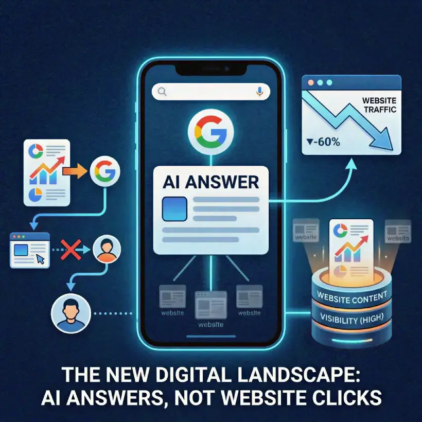 AI search results displaying direct answers without clicks