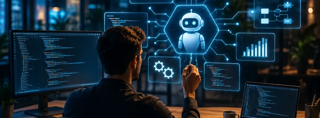 Developer managing AI-powered coding workflows