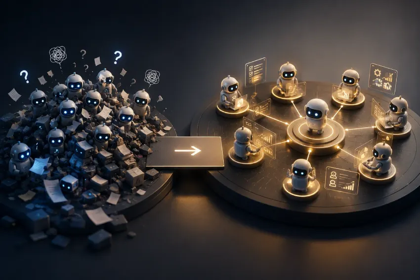 AI agents transforming from chaotic tasks into coordinated workflows