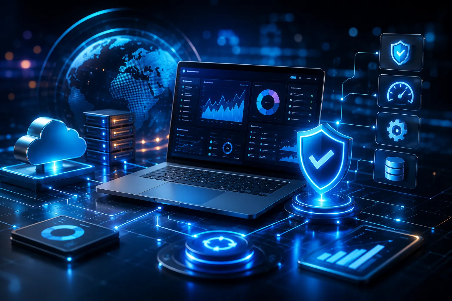 AI-driven corporate website security and performance monitoring dashboard