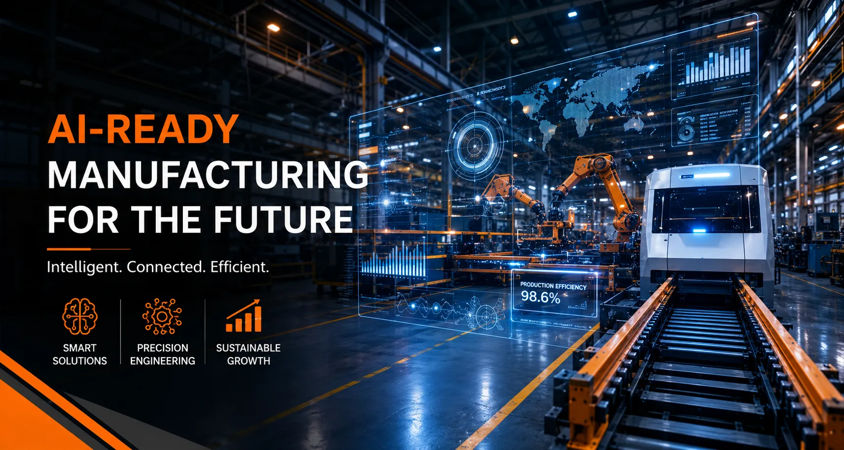 AI-powered manufacturing factory with smart automation and digital production monitoring AI-powered manufacturing factory with smart automation and digital production monitoring