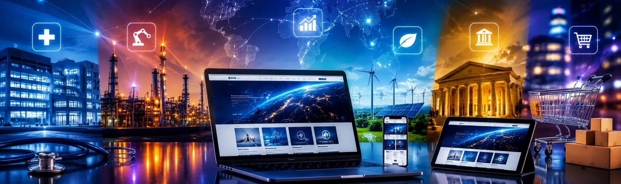 AI-powered website development for healthcare, manufacturing, finance, retail, and energy industries on responsive devices. AI-powered website development for healthcare, manufacturing, finance, retail, and energy industries on responsive devices.