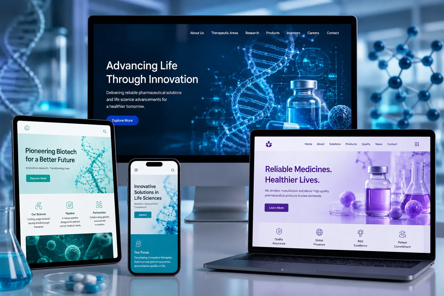 Pharma and life sciences website design services