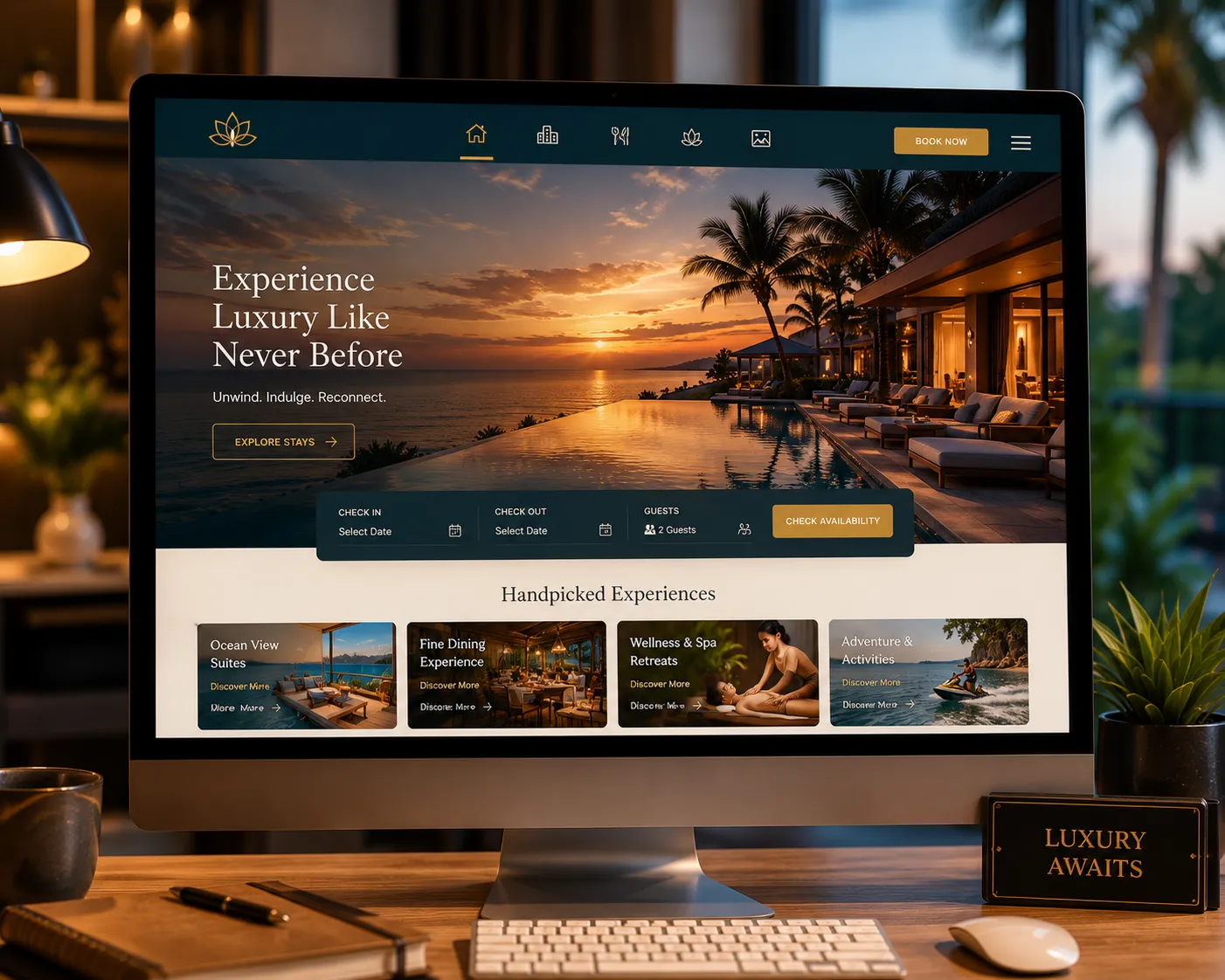 Luxury hospitality website delivering seamless user experience and online bookings.