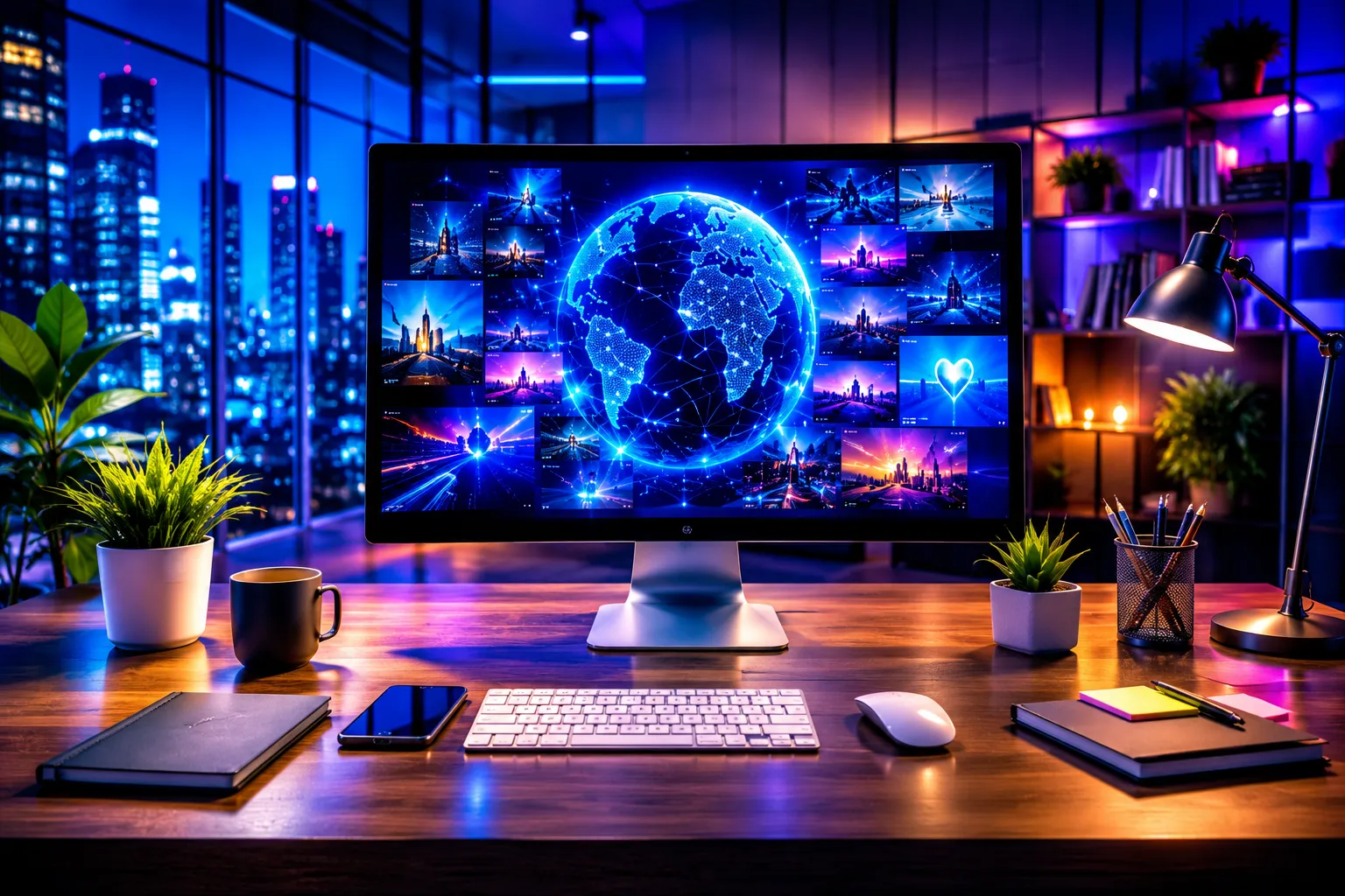 Modern AI website development workspace with coding, analytics, and digital innovation tools. Modern AI website development workspace with coding, analytics, and digital innovation tools.