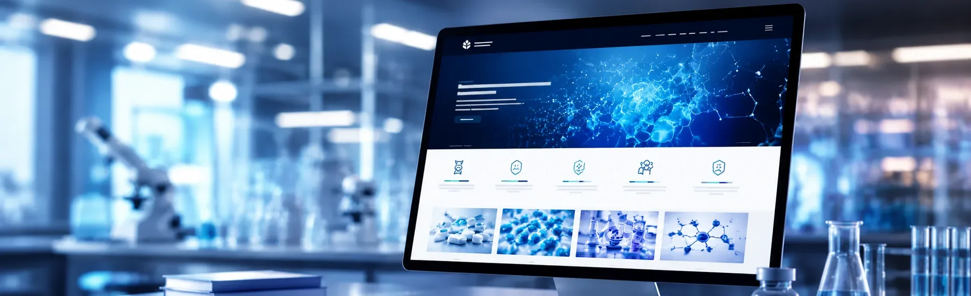 Modern pharmaceutical website with responsive design and scientific content presentation. Modern pharmaceutical website with responsive design and scientific content presentation.