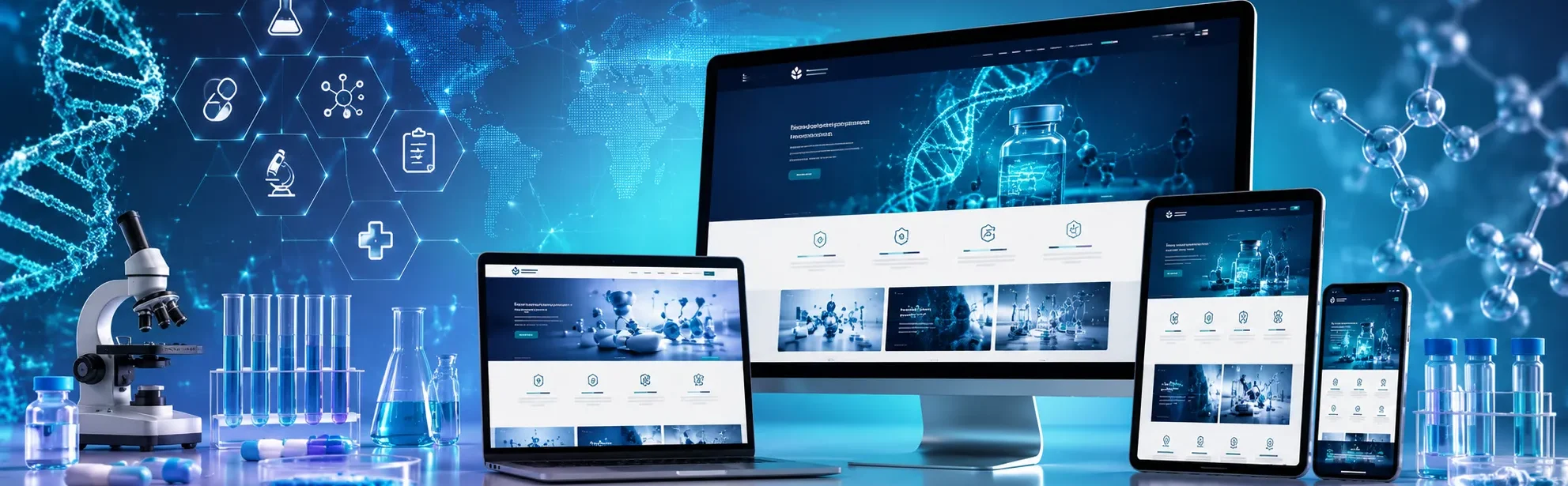 Responsive pharma and life sciences website showcasing modern digital healthcare solutions. Responsive pharma and life sciences website showcasing modern digital healthcare solutions.