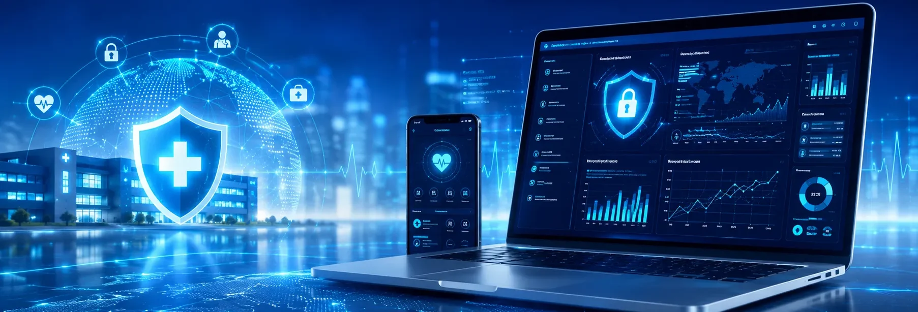 Secure healthcare website maintenance with AI monitoring dashboard