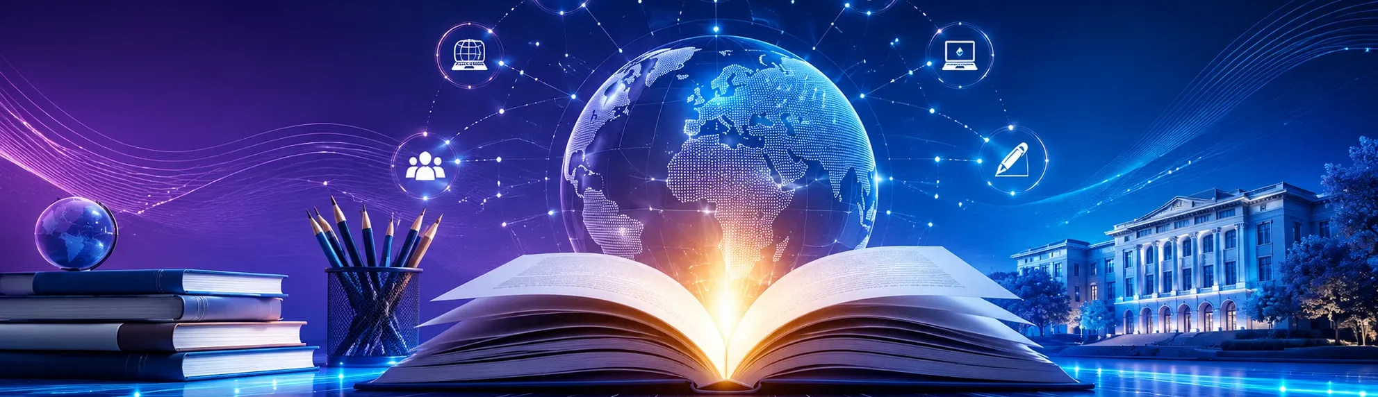 Smart education ecosystem visualizing connected learning, content organization, and AI-driven digital experiences. Smart education ecosystem visualizing connected learning, content organization, and AI-driven digital experiences.
