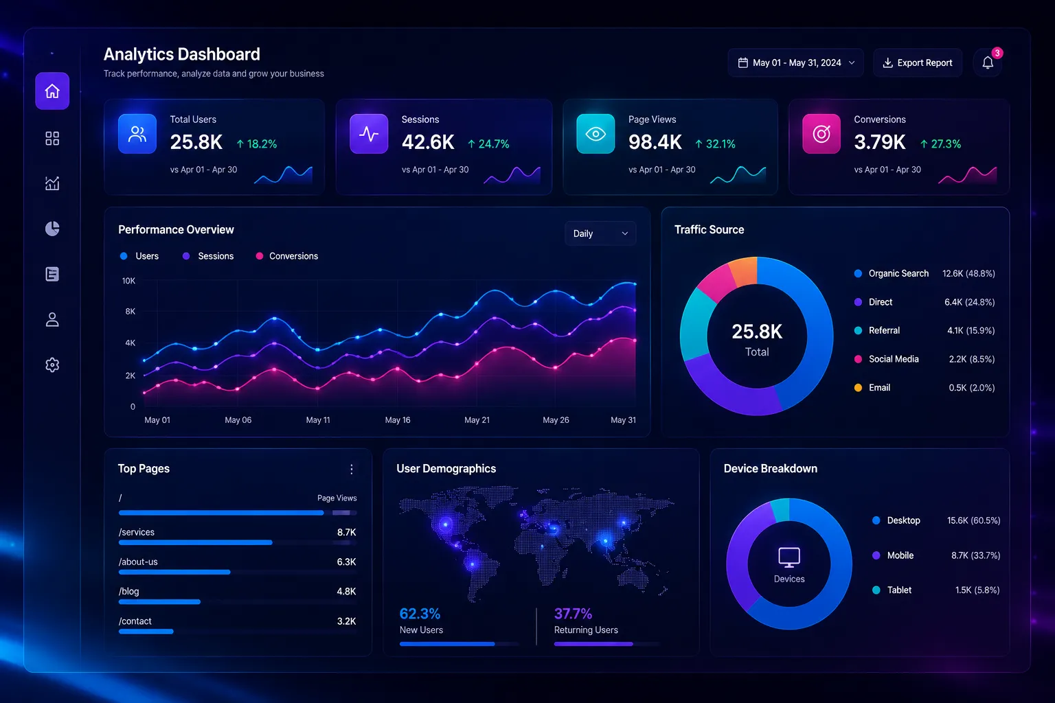 Website performance analytics
