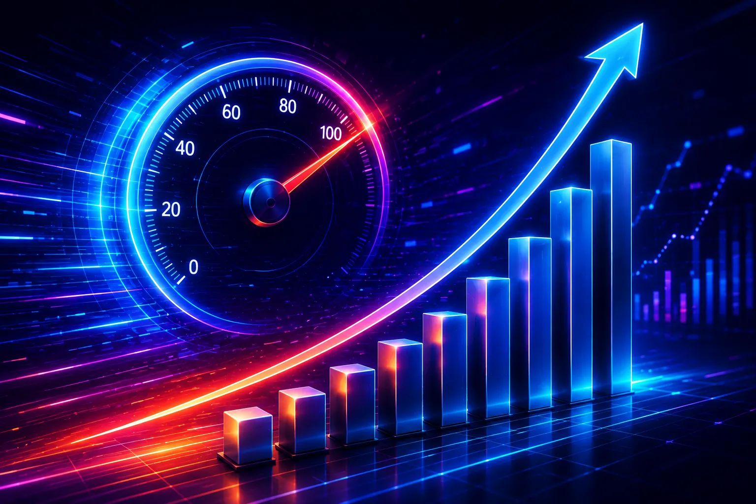Website performance optimization and business growth visualization.
