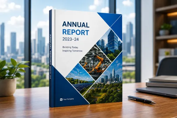 Corporate annual report cover showcasing professional publication design Corporate annual report cover showcasing professional publication design