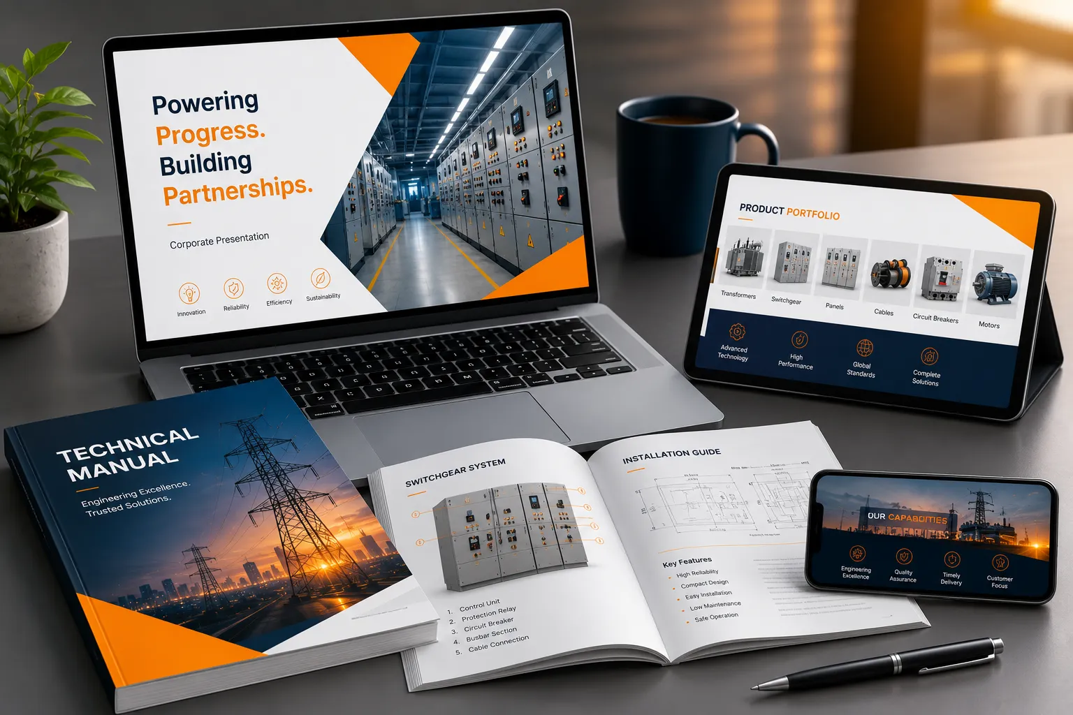 Corporate presentation, technical manual and digital publication design for electrical manufacturers Corporate presentation, technical manual and digital publication design for electrical manufacturers
