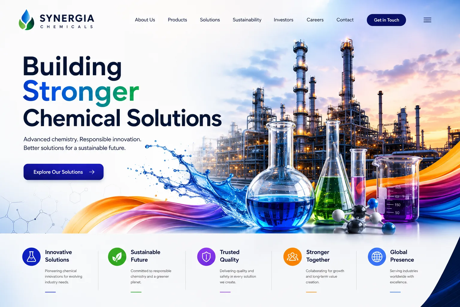 Corporate website design for industrial chemical company Corporate website design for industrial chemical company