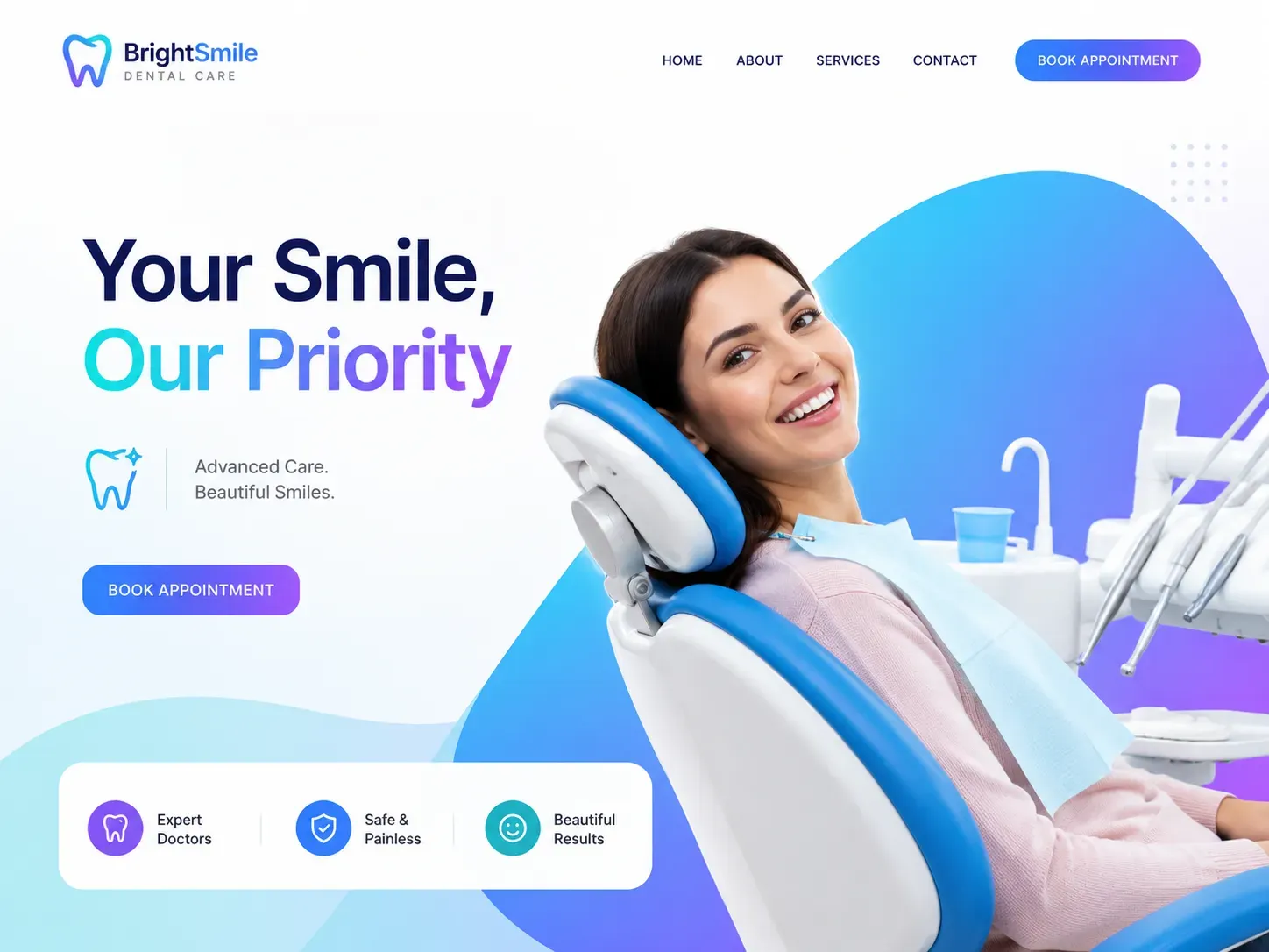 Dental healthcare website design featuring patient-centered user experience Dental healthcare website design featuring patient-centered user experience