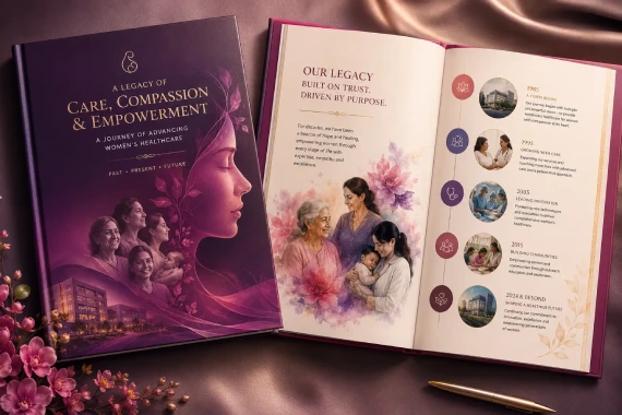 Digital healthcare publication showcasing women's health services and patient engagement