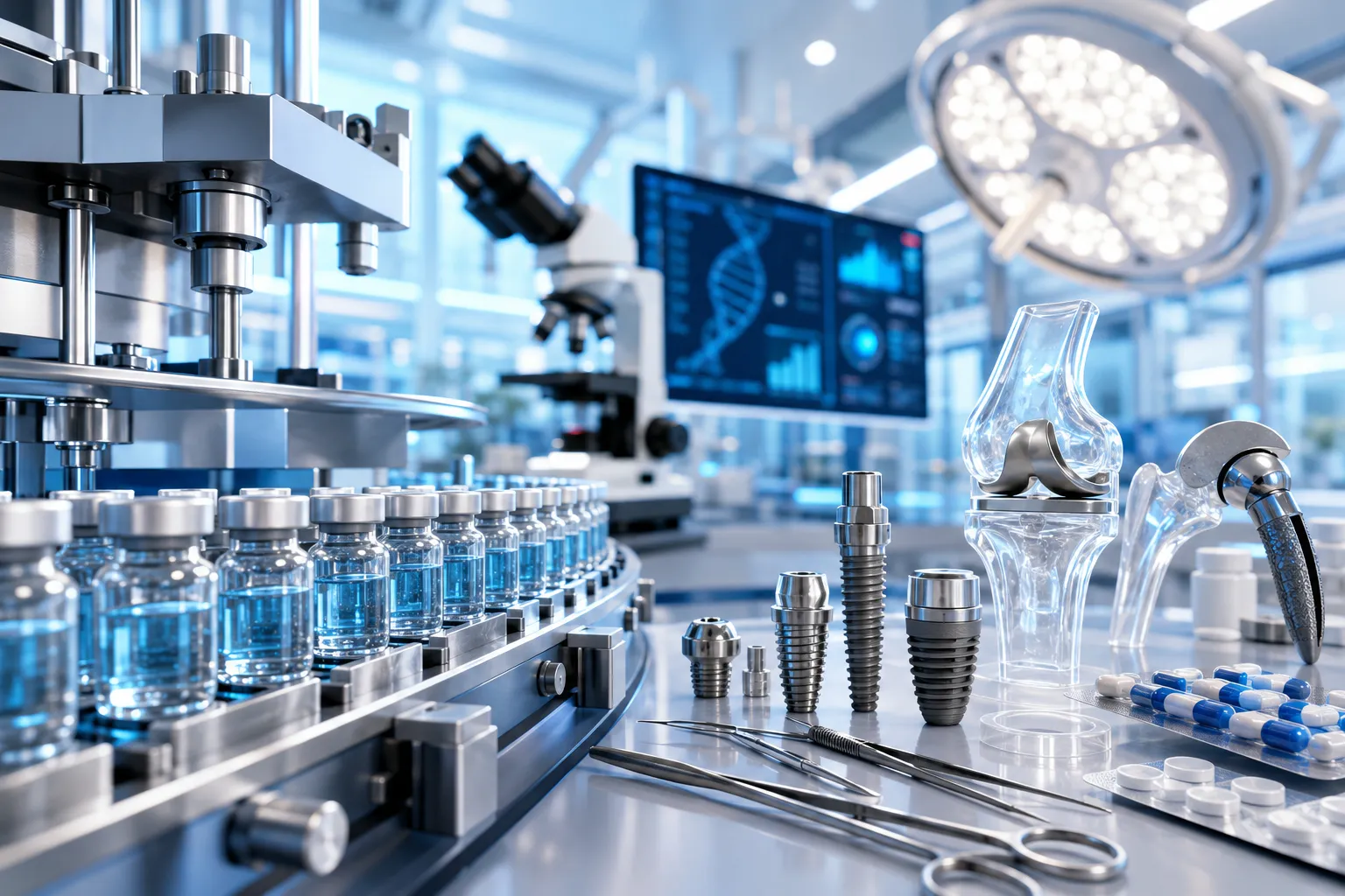 High-tech medical lab with implants High-tech medical lab with implants