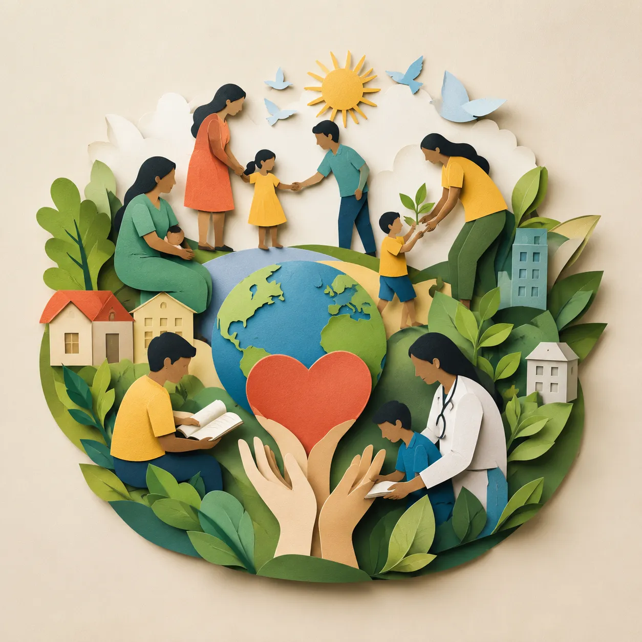 Illustration of nonprofit communities connected through digital support and social impact. Illustration of nonprofit communities connected through digital support and social impact.