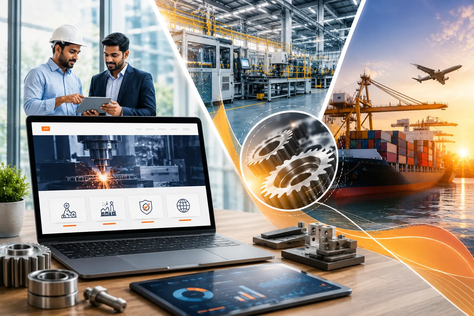 Modern manufacturing website showcasing industrial innovation and global reach