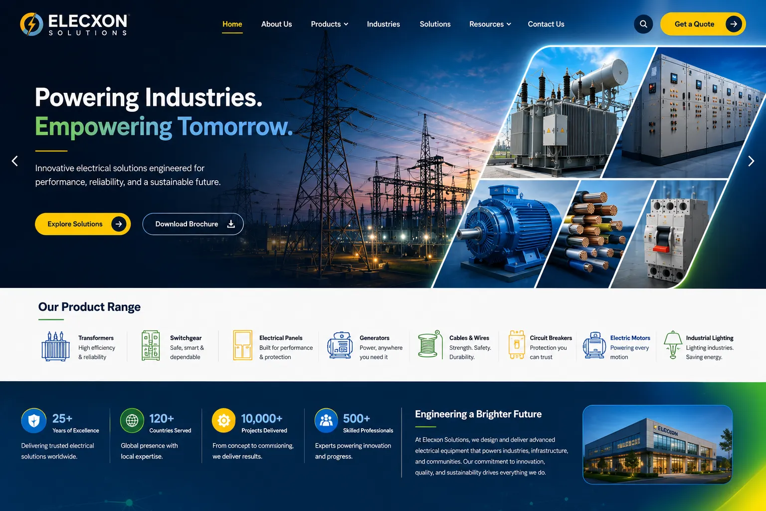 Modern website design for an electrical equipment manufacturer Modern website design for an electrical equipment manufacturer