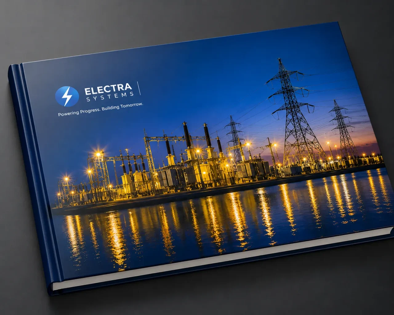 Premium coffee table book cover for an electrical engineering company Premium coffee table book cover for an electrical engineering company