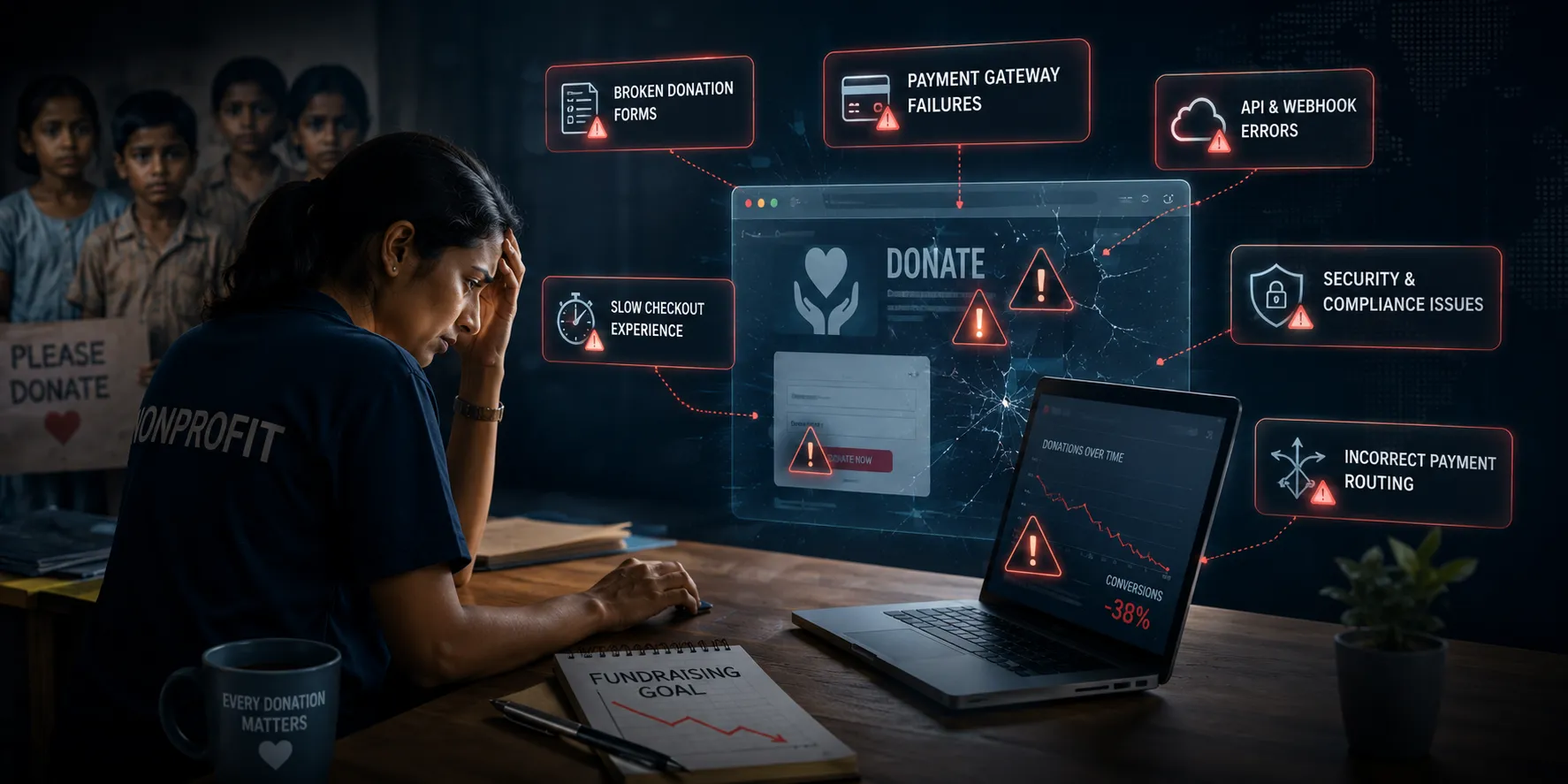 Website maintenance detecting hidden donation and payment issues affecting nonprofit fundraising. Website maintenance detecting hidden donation and payment issues affecting nonprofit fundraising.
