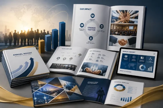 Annual report design showcasing association achievements and impact