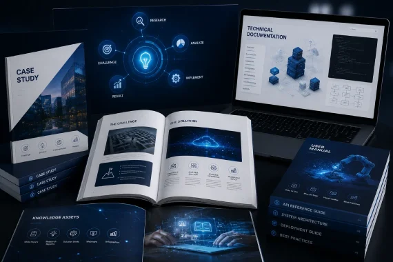 Case study, technical documentation and knowledge asset design for technology companie