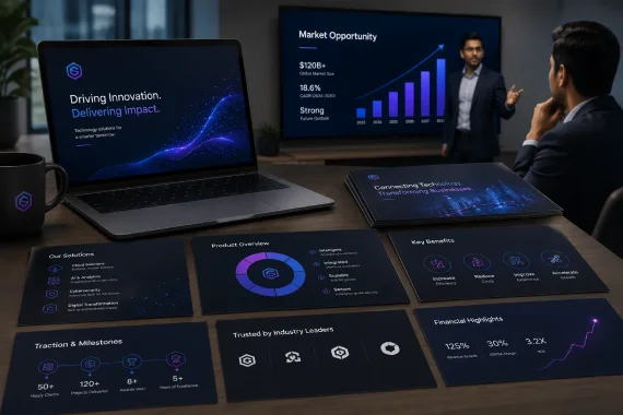 Corporate presentation design for technology companies and investor meetings