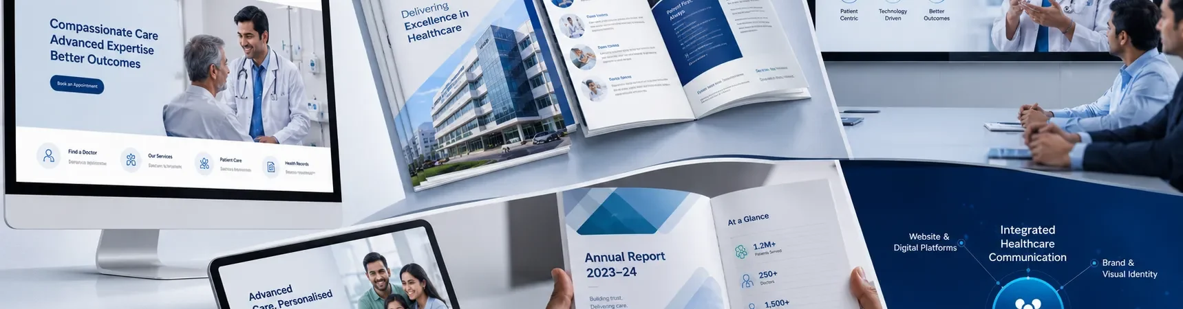 Healthcare branding identity with professional corporate communication materials Healthcare branding identity with professional corporate communication materials