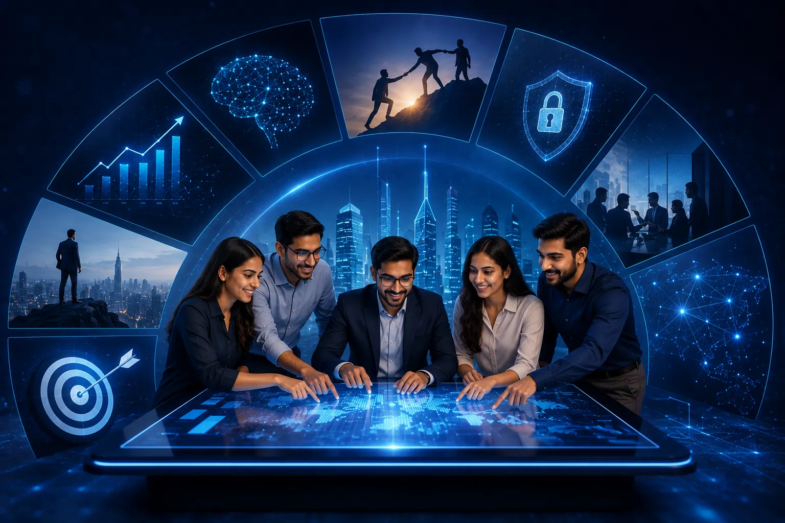 IT and software professionals collaborating on strategic digital communication and business growth solutions IT and software professionals collaborating on strategic digital communication and business growth solutions