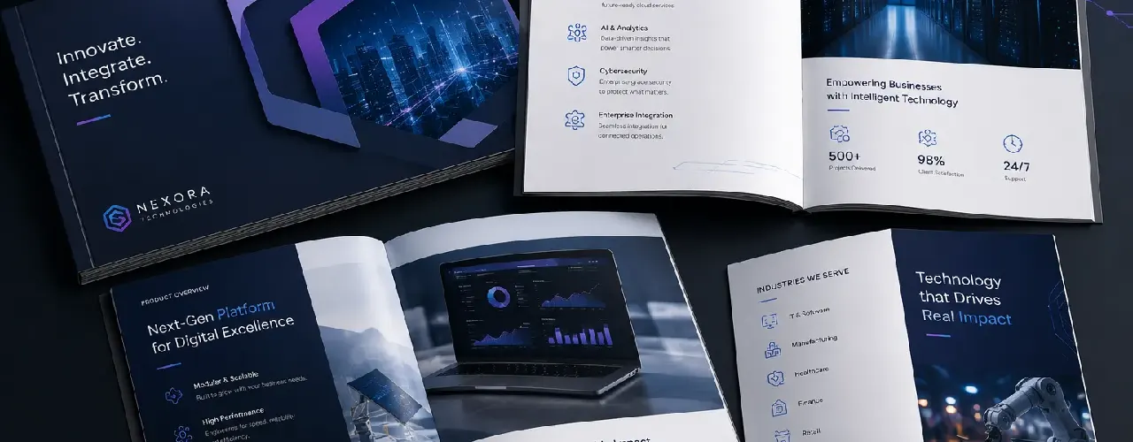 Technology brochure and product catalogue design services